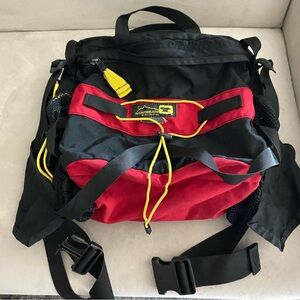 Vintage Mountainsmith DAY Lumbar Pack Red Black Waist Fanny Bag Hiking Camping
